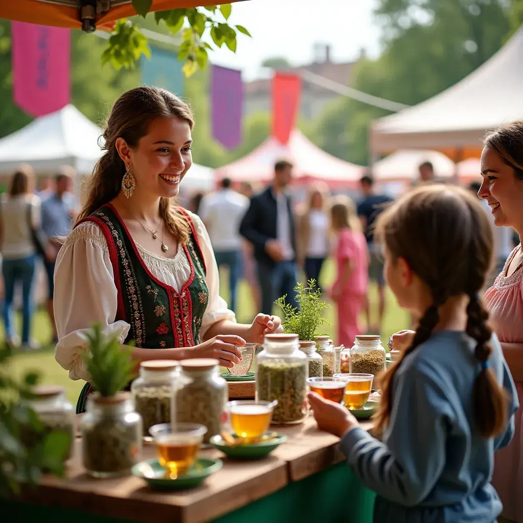 Egy bögre gőzölgő nyomáskiegyenlítő tea, mellette egy kis tányéron gyógynövények.